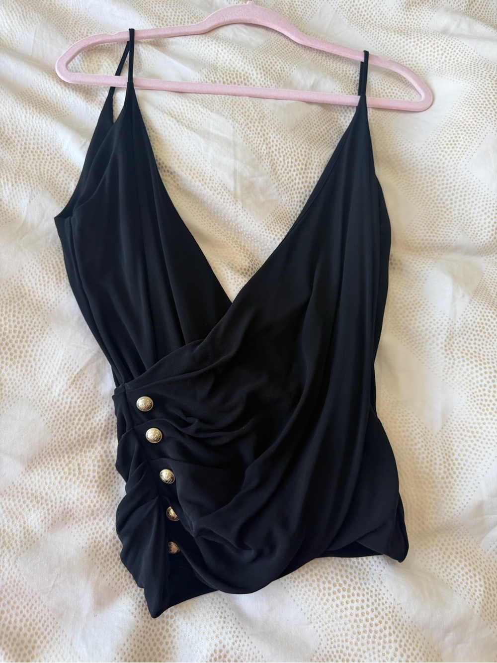 Balmain Black Plunge Tank Blouse 40 S